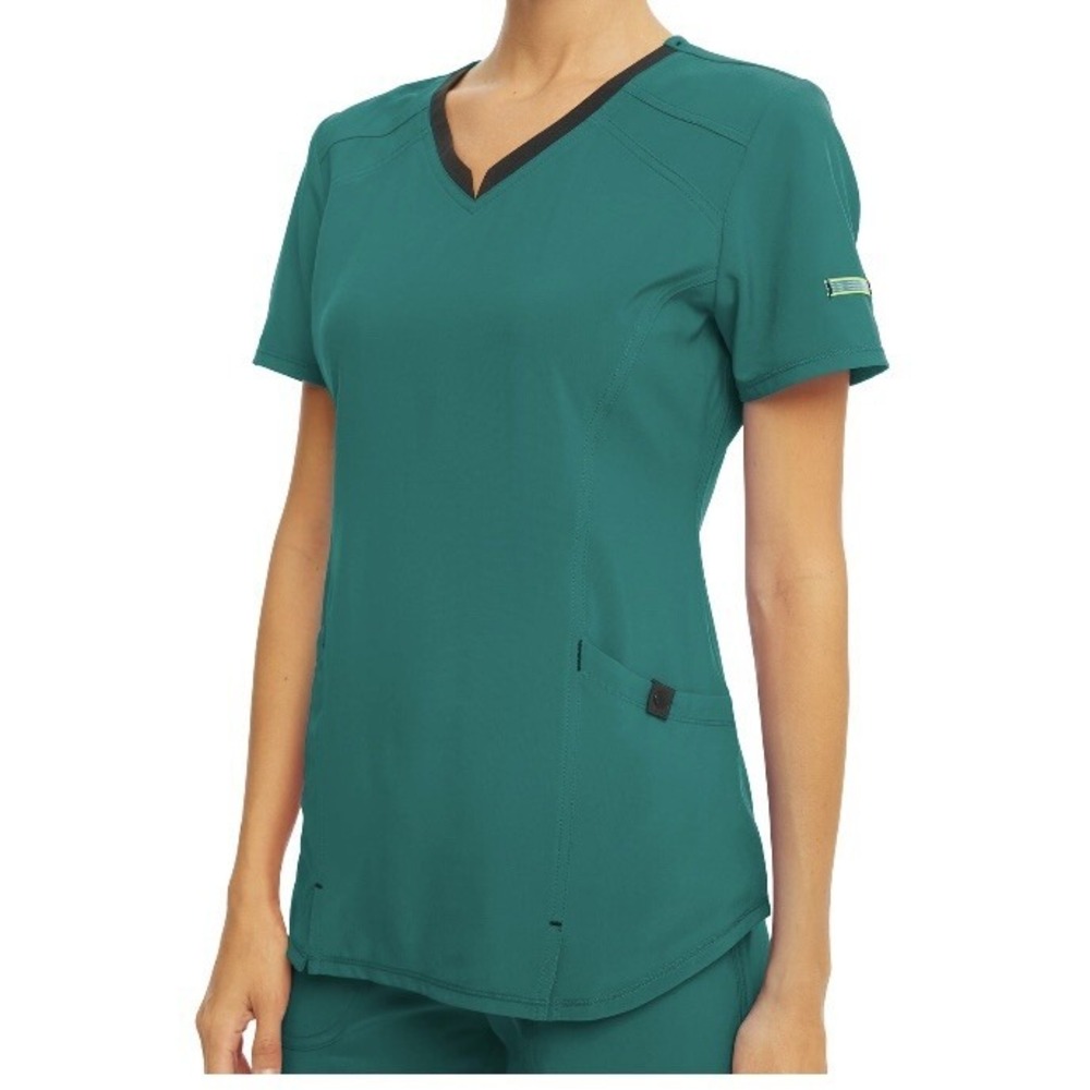Scrubstar Womens Active Stretch Ethical Fabric 2 Pocket Vneck Scrub Top XS New